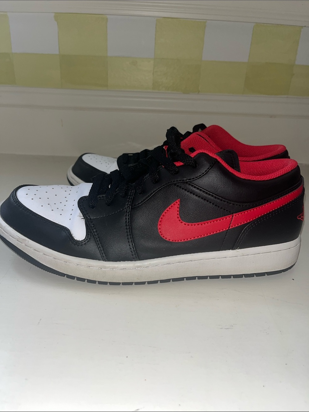 Nike Low-Top Sneakers in Black, White & Red Accent